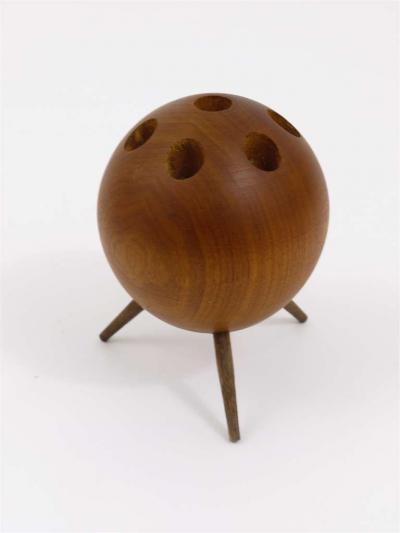  Werkst tte Carl Aub ck Carl Aubock Ball Tripod Candlestick Walnut Candle Holder Austria 1950s