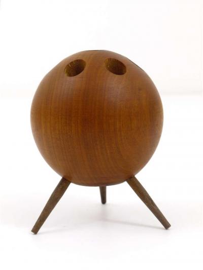  Werkst tte Carl Aub ck Carl Aubock Ball Tripod Candlestick Walnut Candle Holder Austria 1950s