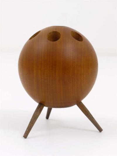  Werkst tte Carl Aub ck Carl Aubock Ball Tripod Candlestick Walnut Candle Holder Austria 1950s