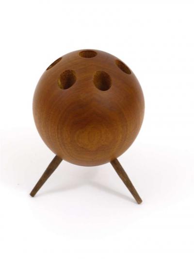  Werkst tte Carl Aub ck Carl Aubock Ball Tripod Candlestick Walnut Candle Holder Austria 1950s