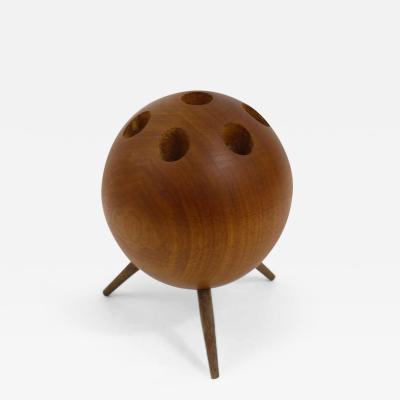  Werkst tte Carl Aub ck Carl Aubock Ball Tripod Candlestick Walnut Candle Holder Austria 1950s