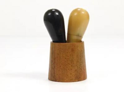  Werkst tte Carl Aub ck Carl Aubock II Rare Salt and Pepper Shakers Walnut Horn Austria 1950s