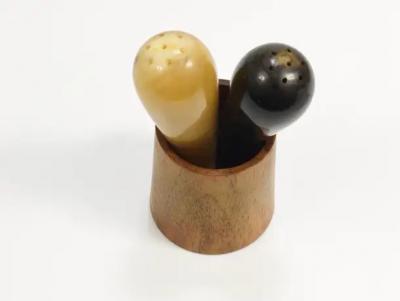  Werkst tte Carl Aub ck Carl Aubock II Rare Salt and Pepper Shakers Walnut Horn Austria 1950s