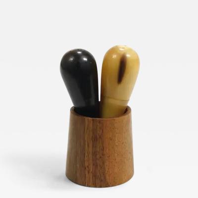  Werkst tte Carl Aub ck Carl Aubock II Rare Salt and Pepper Shakers Walnut Horn Austria 1950s