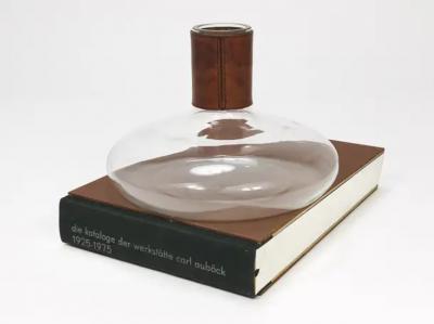 Werkst tte Carl Aub ck Carl Aubock II Vase Decanter with Brown Leather Top Midcentury Austria 1950s