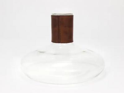  Werkst tte Carl Aub ck Carl Aubock II Vase Decanter with Brown Leather Top Midcentury Austria 1950s