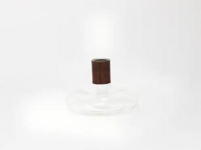  Werkst tte Carl Aub ck Carl Aubock II Vase Decanter with Brown Leather Top Midcentury Austria 1950s