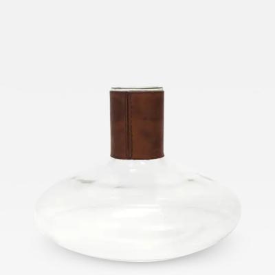  Werkst tte Carl Aub ck Carl Aubock II Vase Decanter with Brown Leather Top Midcentury Austria 1950s