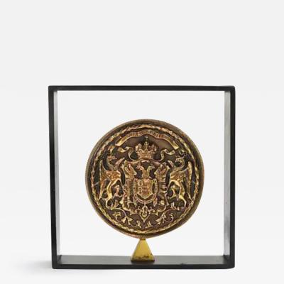  Werkst tte Carl Aub ck Carl Aubock Iron Brass Coin Medal Midcentury Bookend Austria 1970s