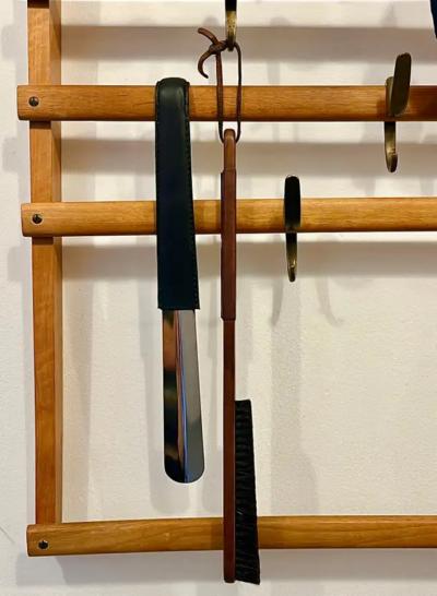  Werkst tte Carl Aub ck Carl Aubock Midcentury Walnut Leather Clothes Brush Austria 1950s