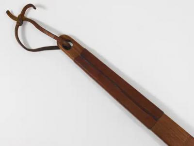  Werkst tte Carl Aub ck Carl Aubock Midcentury Walnut Leather Clothes Brush Austria 1950s