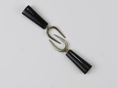  Werkst tte Carl Aub ck Carl Aubock Pair Forks Horn Brass Leather Holder Corn Cob Skewers 1930s