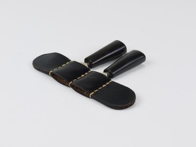 Werkst tte Carl Aub ck Carl Aubock Pair Forks Horn Brass Leather Holder Corn Cob Skewers 1930s