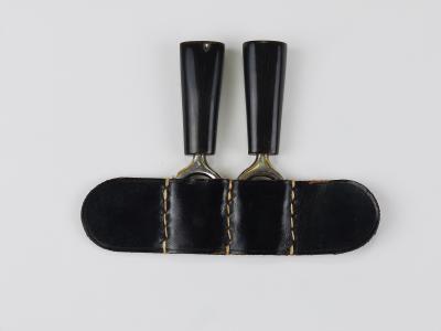  Werkst tte Carl Aub ck Carl Aubock Pair Forks Horn Brass Leather Holder Corn Cob Skewers 1930s