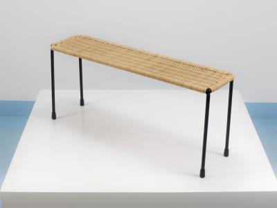  Werkst tte Carl Aub ck Carl Aubock Side Table Flower Plant Bench Iron Rattan Wicker Austria 1950s