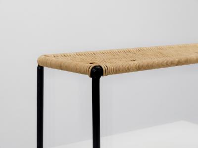  Werkst tte Carl Aub ck Carl Aubock Side Table Flower Plant Bench Iron Rattan Wicker Austria 1950s