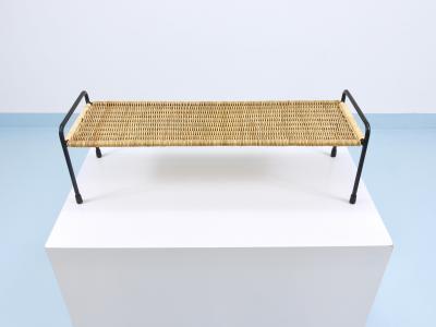  Werkst tte Carl Aub ck Carl Aubock Side Table Flower Plant Bench Iron Rattan Wicker Austria 1950s