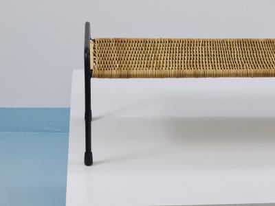  Werkst tte Carl Aub ck Carl Aubock Side Table Flower Plant Bench Iron Rattan Wicker Austria 1950s