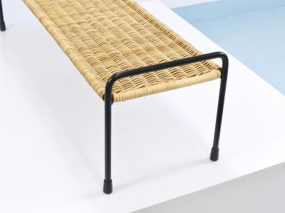  Werkst tte Carl Aub ck Carl Aubock Side Table Flower Plant Bench Iron Rattan Wicker Austria 1950s