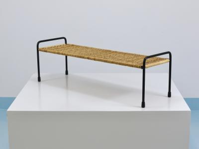  Werkst tte Carl Aub ck Carl Aubock Side Table Flower Plant Bench Iron Rattan Wicker Austria 1950s