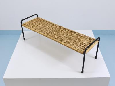  Werkst tte Carl Aub ck Carl Aubock Side Table Flower Plant Bench Iron Rattan Wicker Austria 1950s