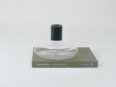  Werkst tte Carl Aub ck Carl Aubock Vase or Decanter with Black Leather Top Midcentury Austria 1950s