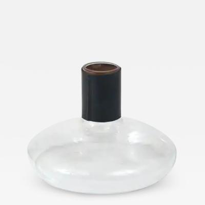  Werkst tte Carl Aub ck Carl Aubock Vase or Decanter with Black Leather Top Midcentury Austria 1950s
