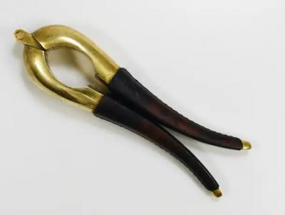  Werkst tte Carl Aub ck Carl Aubock Vienna Signed Vintage Brass Leather Nutcracker Austria 1950s