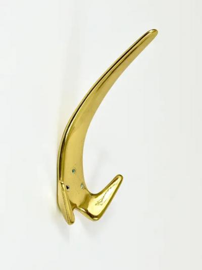 Werkst tte Carl Aub ck Five Carl Aubock Large Vintage Brass Wall Coat Hooks 4056 Austria 1950s