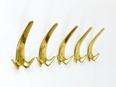 Werkst tte Carl Aub ck Five Carl Aubock Large Vintage Brass Wall Coat Hooks 4056 Austria 1950s
