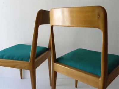  Werkst tte Carl Aub ck Four Carl Aubock Midcentury Walnut Chairs A7 Vienna Austria 1950s