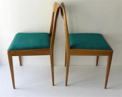  Werkst tte Carl Aub ck Four Carl Aubock Midcentury Walnut Chairs A7 Vienna Austria 1950s