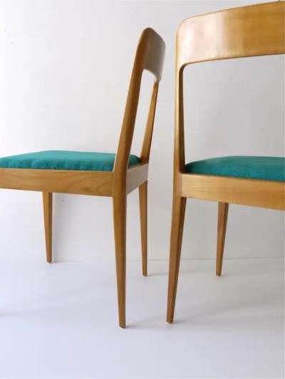  Werkst tte Carl Aub ck Four Carl Aubock Midcentury Walnut Chairs A7 Vienna Austria 1950s