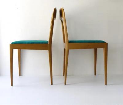  Werkst tte Carl Aub ck Four Carl Aubock Midcentury Walnut Chairs A7 Vienna Austria 1950s