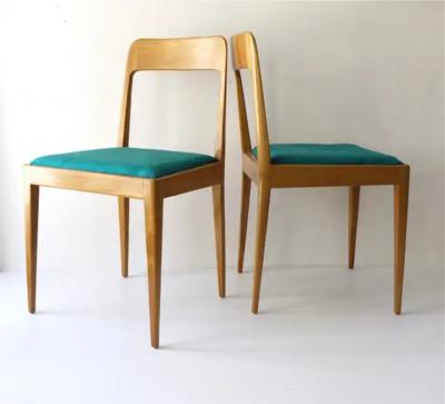  Werkst tte Carl Aub ck Four Carl Aubock Midcentury Walnut Chairs A7 Vienna Austria 1950s