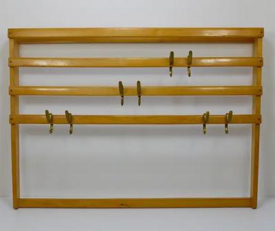 Werkst tte Carl Aub ck Large Carl Aub ck Mid Century Coat Rack Beech Wardrobe with 8 Brass Hooks 1950s