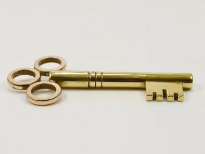  Werkst tte Carl Aub ck Large Carl Aubock Brass Key Corkscrew Bottle Opener Paperweight Austria 1950s