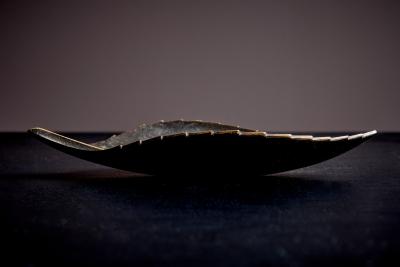  Werkst tte Carl Aub ck Leaf shaped brass Bowl with dark Patina by Werkst tte Carl Aub ck