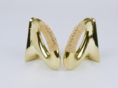  Werkst tte Carl Aub ck Pair Carl Aub ck Flat Iron Brass Cane Bookends 3530 Vienna Austria