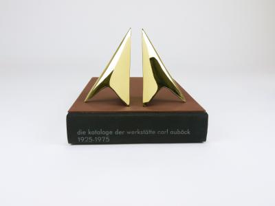  Werkst tte Carl Aub ck Pair Carl Aub ck Minimalist Rocket Brass Bookends 3846 Vienna Austria