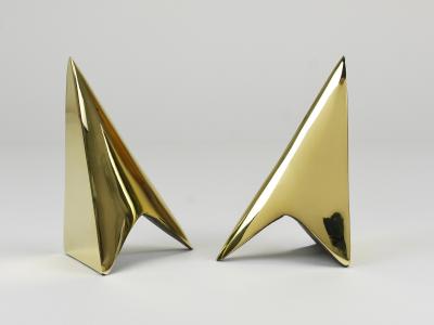  Werkst tte Carl Aub ck Pair Carl Aub ck Minimalist Rocket Brass Bookends 3846 Vienna Austria