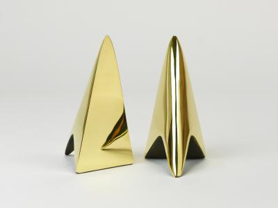  Werkst tte Carl Aub ck Pair Carl Aub ck Minimalist Rocket Brass Bookends 3846 Vienna Austria