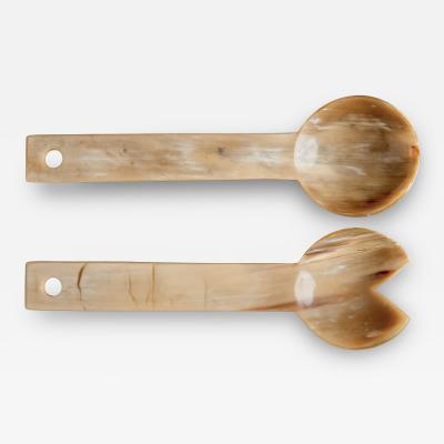  Werkst tte Carl Aub ck Pair of handcrafted horn Salad Servers by Werkst tte Carl Aub ck