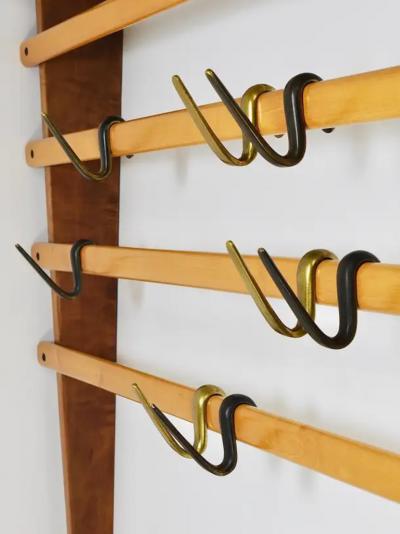 Werkst tte Carl Aub ck Rare Carl Aub ck Coat Rack With Hat Rack Wardrobe Brass Walnut Beech 1950s