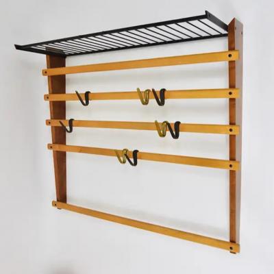 Werkst tte Carl Aub ck Rare Carl Aub ck Coat Rack With Hat Rack Wardrobe Brass Walnut Beech 1950s