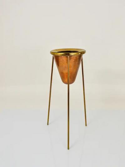  Werkst tte Carl Aub ck Rare Carl Aubock Copper Brass Tripod Floor Ashtray Austria 1950s