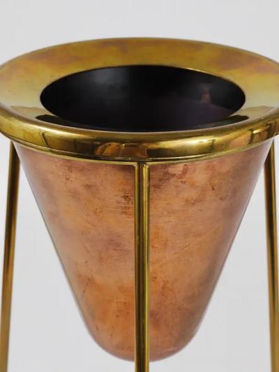  Werkst tte Carl Aub ck Rare Carl Aubock Copper Brass Tripod Floor Ashtray Austria 1950s