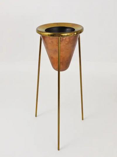  Werkst tte Carl Aub ck Rare Carl Aubock Copper Brass Tripod Floor Ashtray Austria 1950s