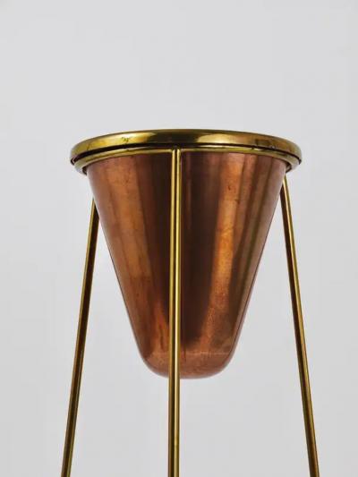  Werkst tte Carl Aub ck Rare Carl Aubock Copper Brass Tripod Floor Ashtray Austria 1950s