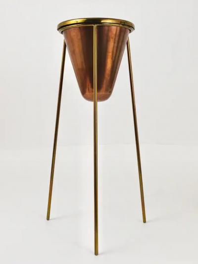  Werkst tte Carl Aub ck Rare Carl Aubock Copper Brass Tripod Floor Ashtray Austria 1950s